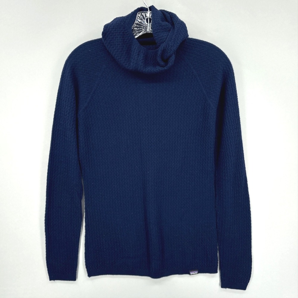 Patagonia Sweater Womens Small Blue Merino Wool Knit Capilene Air Hoody Pullover